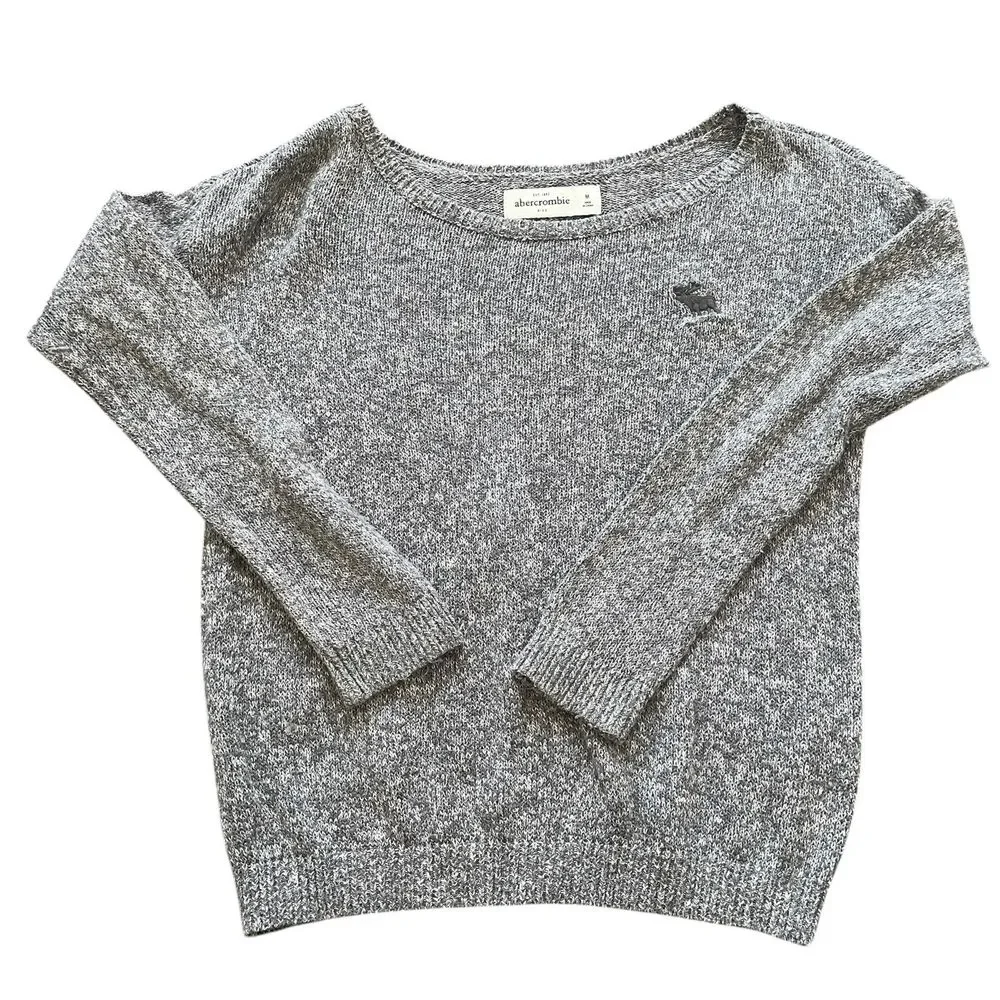 Abercrombie Kids Sweater Girls Sz M Grey Preppy Y2k Classic Minimalist Moose